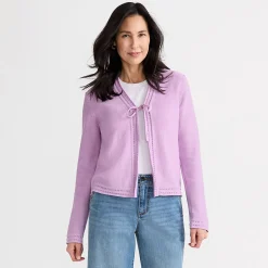Cardigan aus Leinenmix zum Binden für Damen