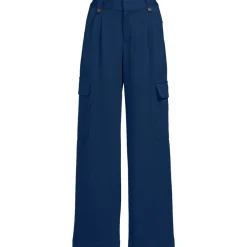 Cargo-Bundfaltenhose mit weitem Bein für Damen