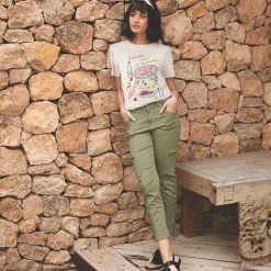 7/8-Cargohose aus Lyocell-Mischung Mid Waist für Damen