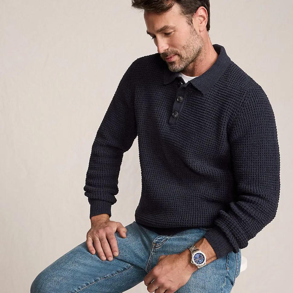 Chenille-Pullover mit Polokragen für Herren
