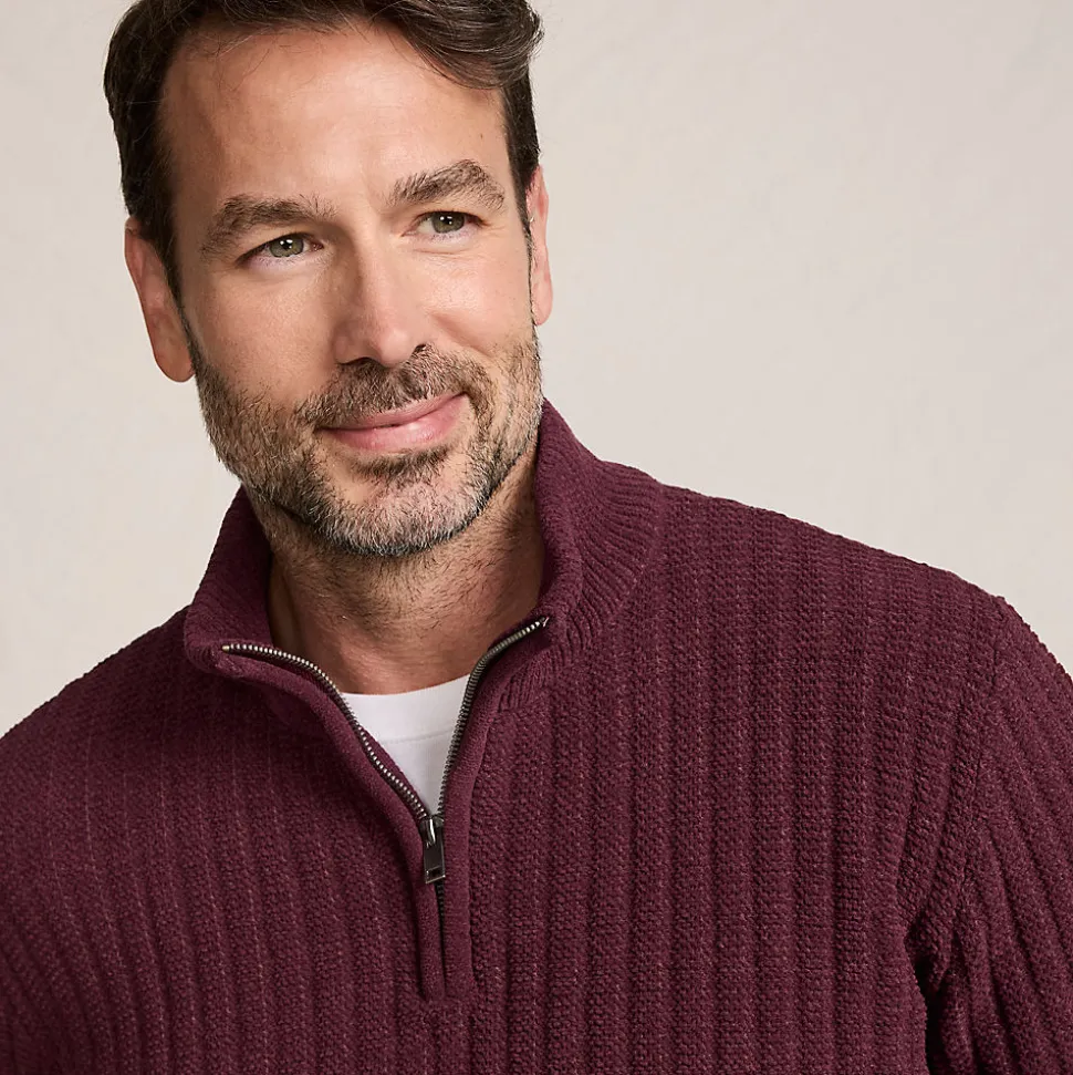 Chenille-Pullover mit Reißverschluss für Herren