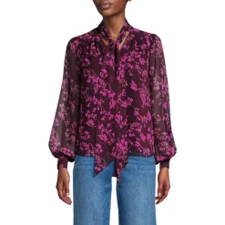 Chiffonbluse mit abnehmbarer Schleife für Damen