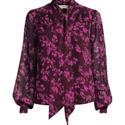 Chiffonbluse mit abnehmbarer Schleife für Damen