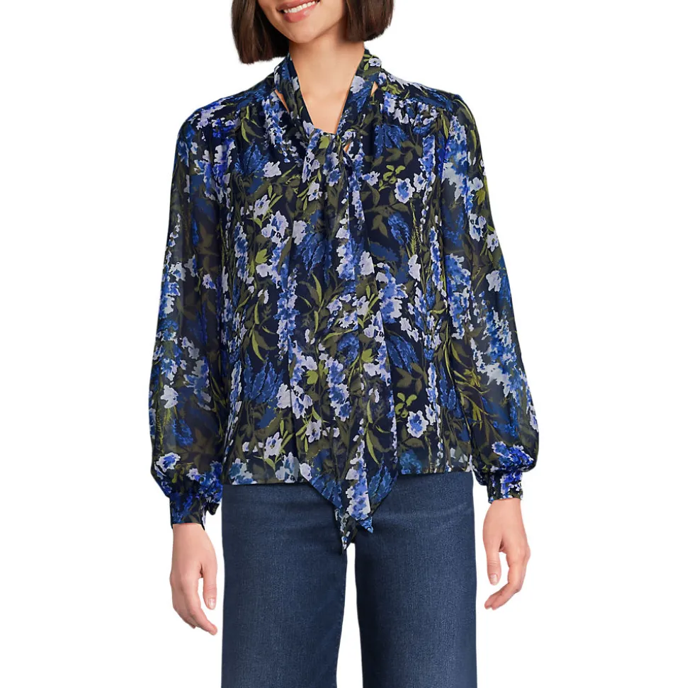Chiffonbluse mit abnehmbarer Schleife für Damen