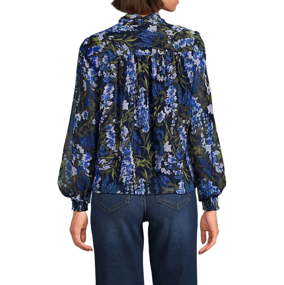 Chiffonbluse mit abnehmbarer Schleife für Damen