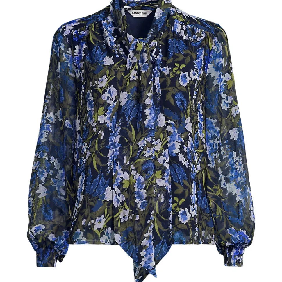 Chiffonbluse mit abnehmbarer Schleife für Damen