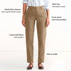 7/8-Chinos mit geradem Bein Mid Waist für Damen in Petite-Größe
