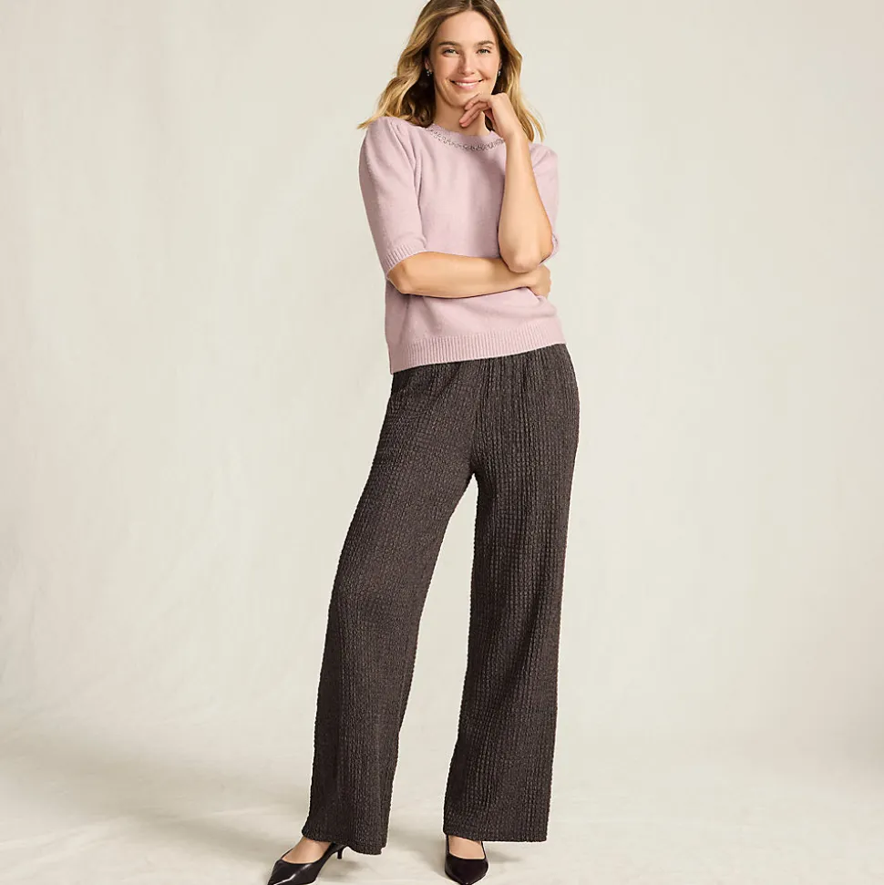 Crinkle-Jerseyhose mit weitem Bein für Damen