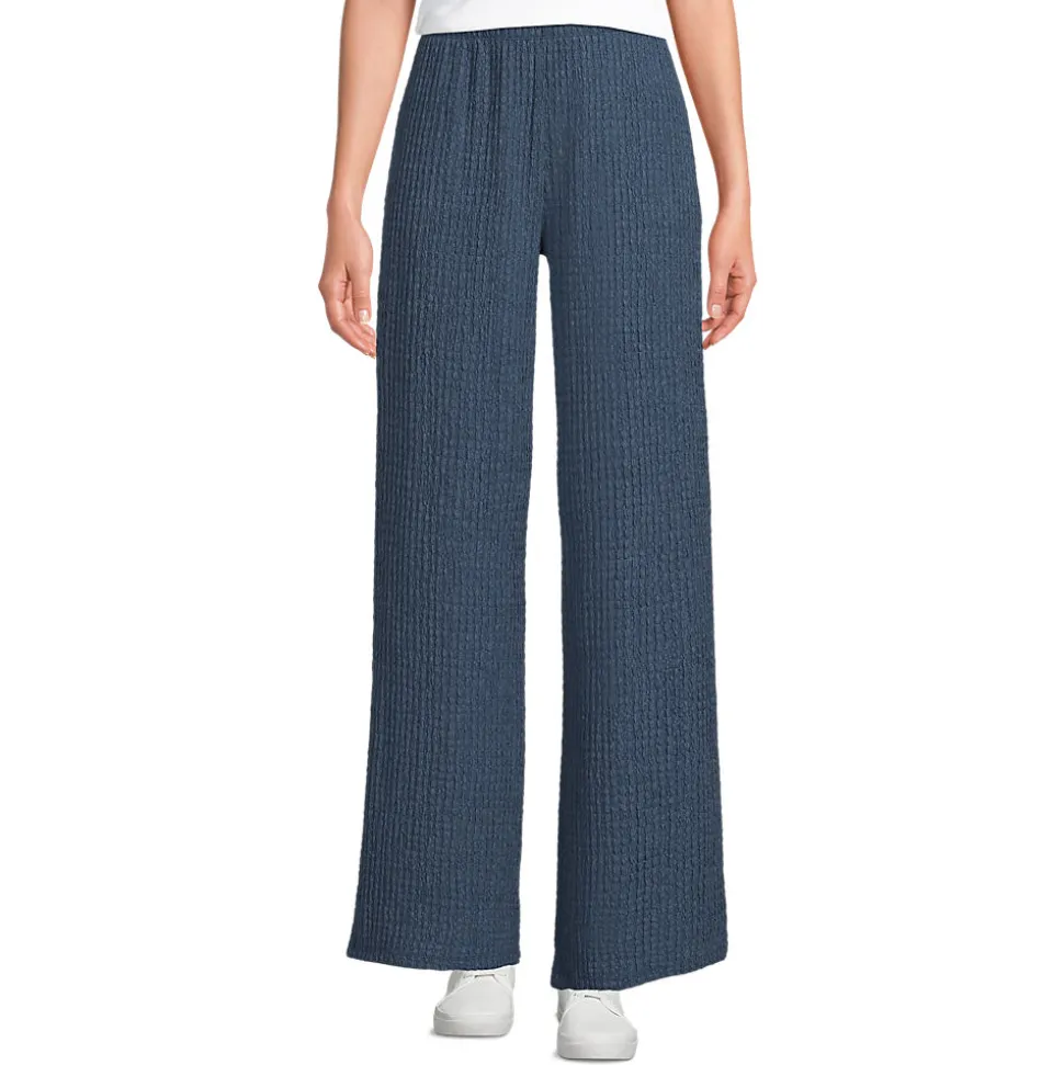 Crinkle-Jerseyhose mit weitem Bein für Damen