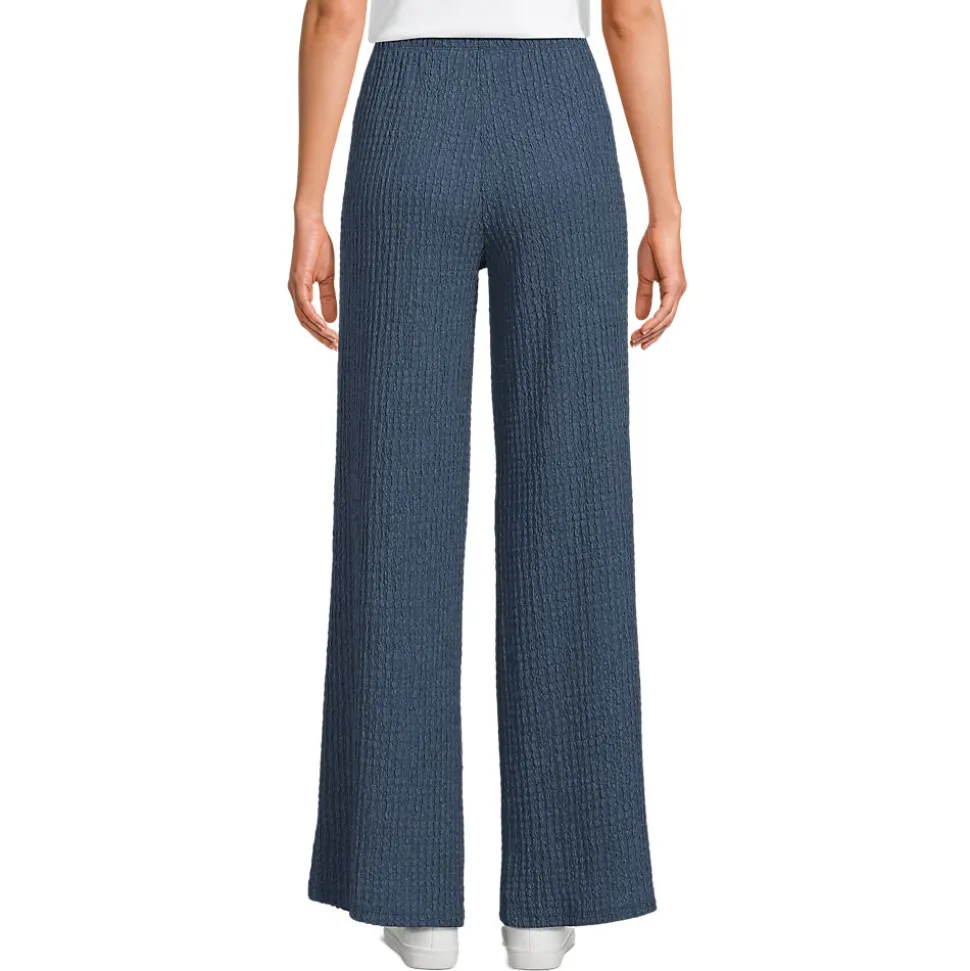 Crinkle-Jerseyhose mit weitem Bein für Damen