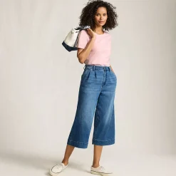 Culotte-Jeans mit Bundfalten Mid Waist für Damen