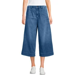 Culotte-Jeans mit Bundfalten Mid Waist für Damen