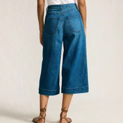Culotte-Jeans mit Bundfalten Mid Waist für Damen