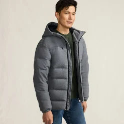 Daunen-Kapuzenjacke in Woll-Optik für Herren