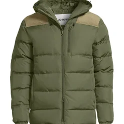 Daunen-Kapuzenjacke mit Cord-Besatz für Herren