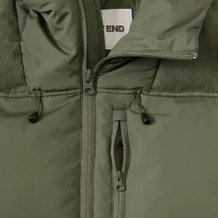 Daunen-Kapuzenjacke mit Cord-Besatz für Herren