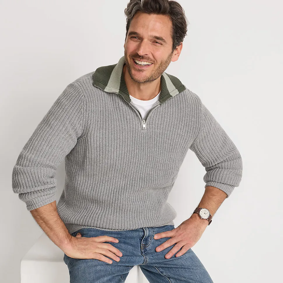 DRIFTER Pullover mit Colorblock-Kragen und Reißverschluss für Herren