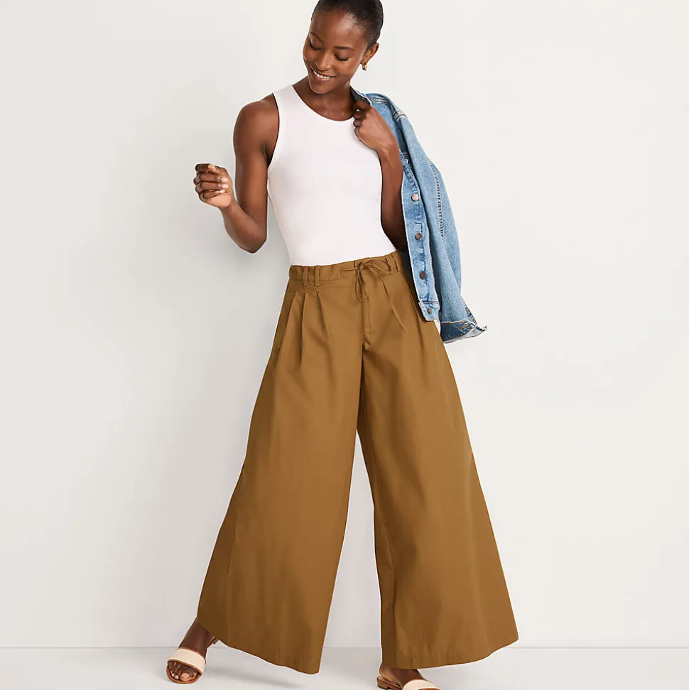 Extraweite Bundfaltenhose aus Baumwoll-Popeline für Damen