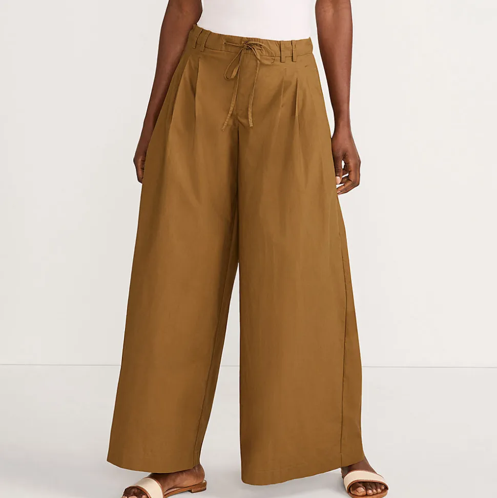 Extraweite Bundfaltenhose aus Baumwoll-Popeline für Damen