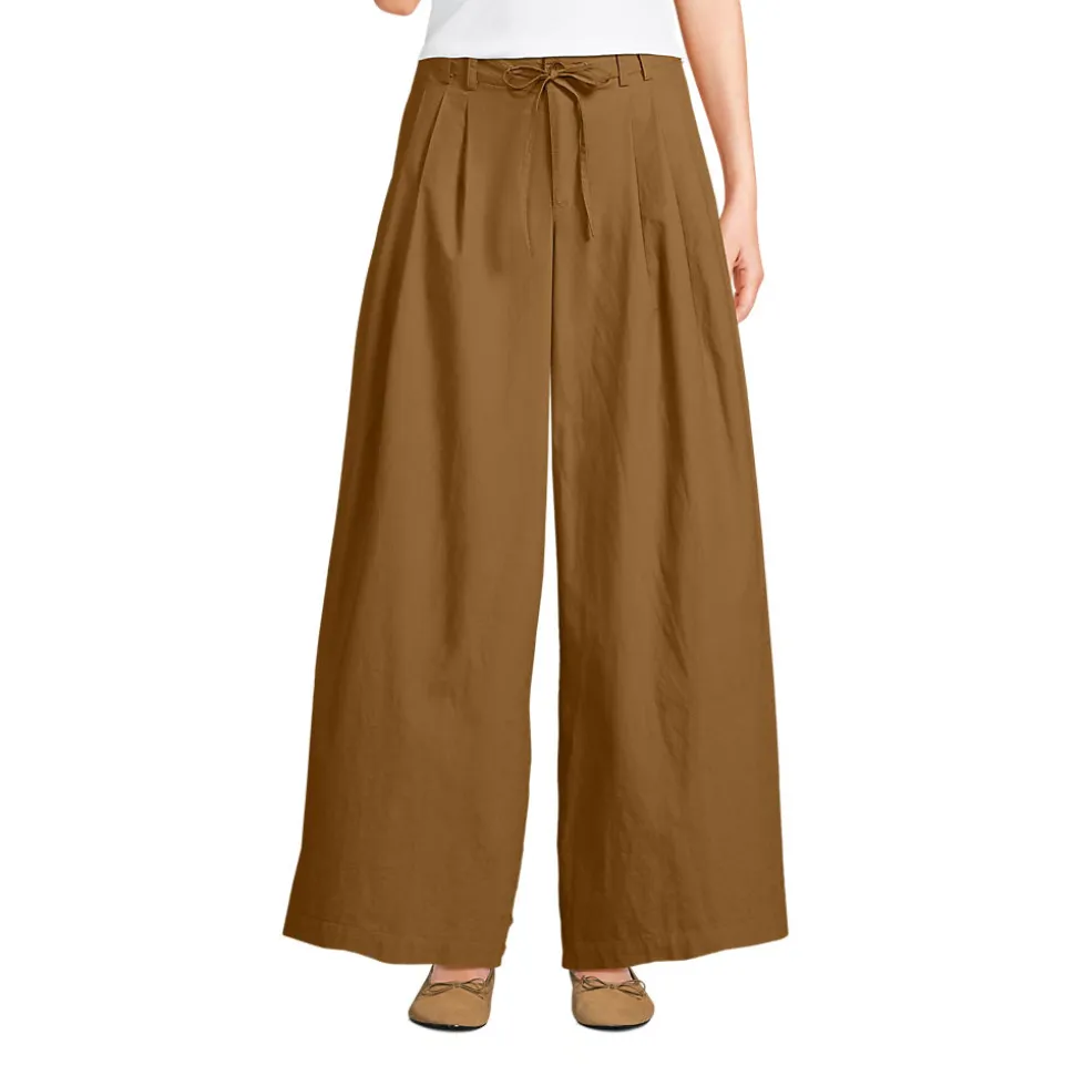 Extraweite Bundfaltenhose aus Baumwoll-Popeline für Damen