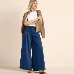 Extraweite Bundfaltenhose aus Baumwoll-Popeline für Damen