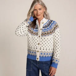 Fair Isle Cardigan aus Baumwollmix für Damen