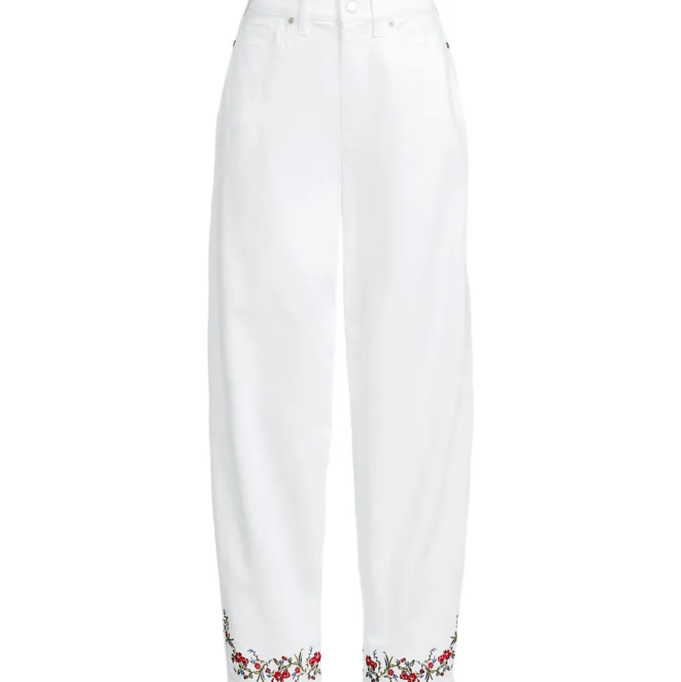 Farbige knöchellange High Waist Barrel-Jeans