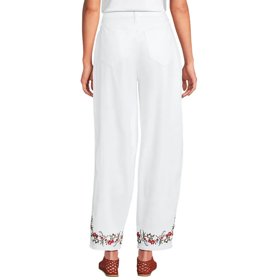 Farbige knöchellange High Waist Barrel-Jeans