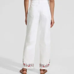 Farbige knöchellange High Waist Barrel-Jeans