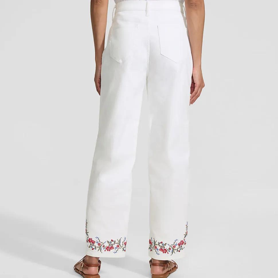 Farbige knöchellange High Waist Barrel-Jeans