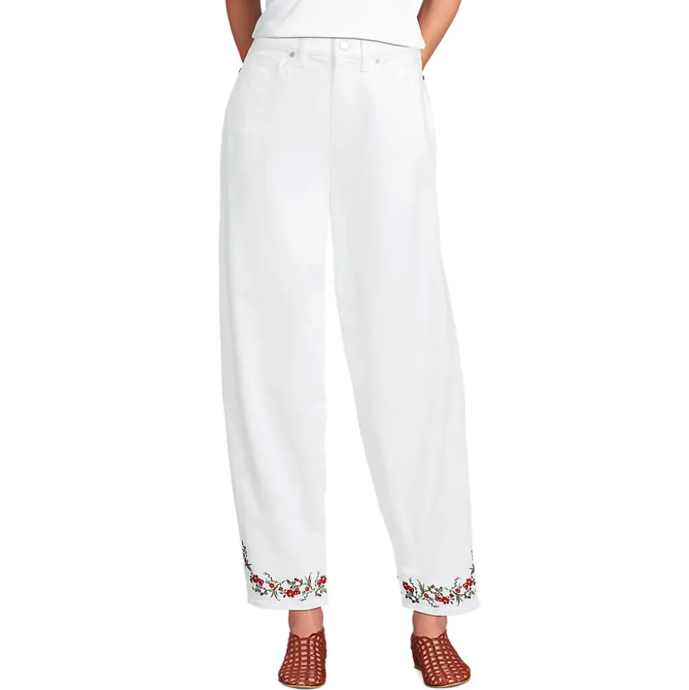 Farbige knöchellange High Waist Barrel-Jeans