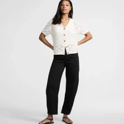 Farbige Soft Denim Relaxte Barrel-Jeans Mid Waist