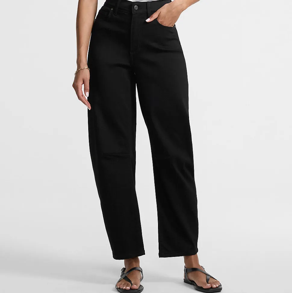 Farbige Soft Denim Relaxte Barrel-Jeans Mid Waist