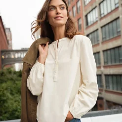 Feincord-Bluse mit Raffungen für Damen
