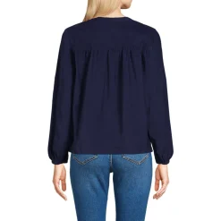 Feincord-Bluse mit Raffungen für Damen