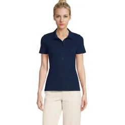 Feinripp-Poloshirt mit Lochmusterkragen