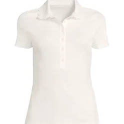 Feinripp-Poloshirt mit Lochmusterkragen
