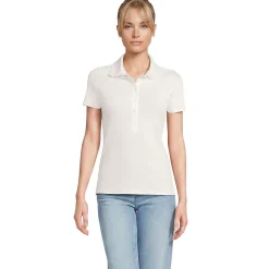 Feinripp-Poloshirt mit Lochmusterkragen