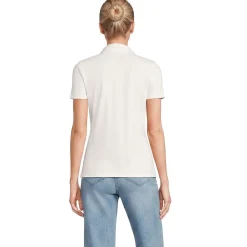 Feinripp-Poloshirt mit Lochmusterkragen