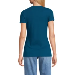 Feinripp-Shirt mit Rundhalsausschnitt und kurzen Ärmeln für Damen