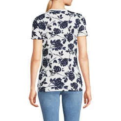 Feinripp-Shirt mit Rundhalsausschnitt und kurzen Ärmeln für Damen