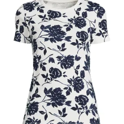 Feinripp-Shirt mit Rundhalsausschnitt und kurzen Ärmeln für Damen