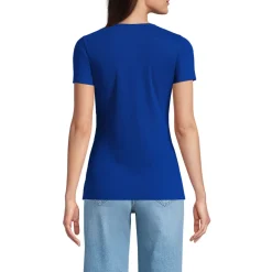 Feinripp-Shirt mit Rundhalsausschnitt und kurzen Ärmeln für Damen