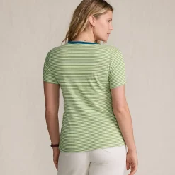 Feinripp-Shirt mit Rundhalsausschnitt und kurzen Ärmeln für Damen