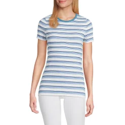 Feinripp-Shirt mit Rundhalsausschnitt und kurzen Ärmeln für Damen