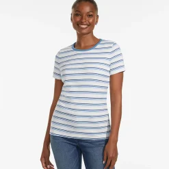Feinripp-Shirt mit Rundhalsausschnitt und kurzen Ärmeln für Damen