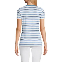 Feinripp-Shirt mit Rundhalsausschnitt und kurzen Ärmeln für Damen