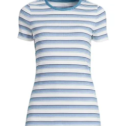 Feinripp-Shirt mit Rundhalsausschnitt und kurzen Ärmeln für Damen