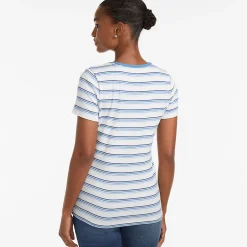 Feinripp-Shirt mit Rundhalsausschnitt und kurzen Ärmeln für Damen