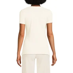 Feinripp-Shirt mit Rundhalsausschnitt und kurzen Ärmeln für Damen